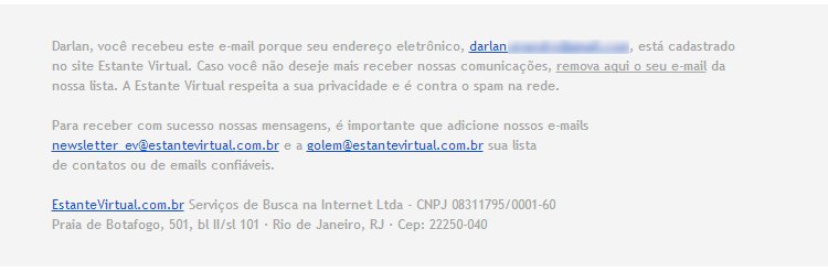 Rodapé Email Marketing - Estante Virtual