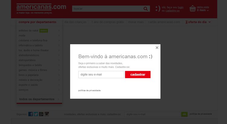 Cadastro e E-mail - Americanas.com