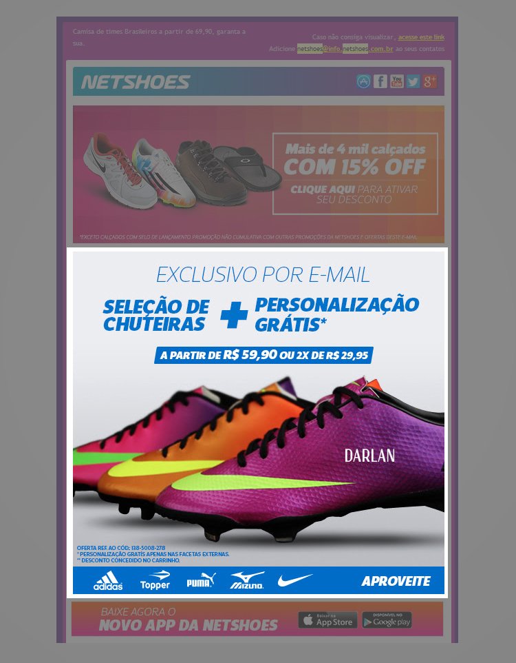 Email Personalizado Netshoes