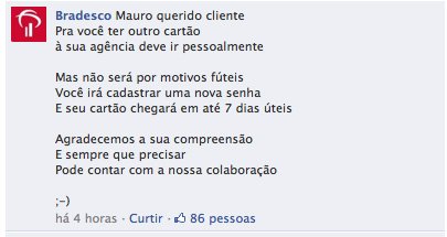 Rima do Bradesco - Resposta Redes Sociais