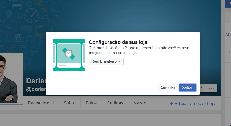 vender pelo facebook - configurar loja