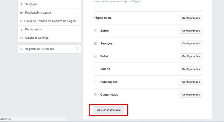 adicionar guia loja facebook