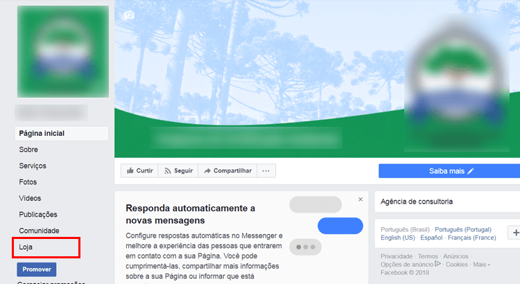 botão loja facebook