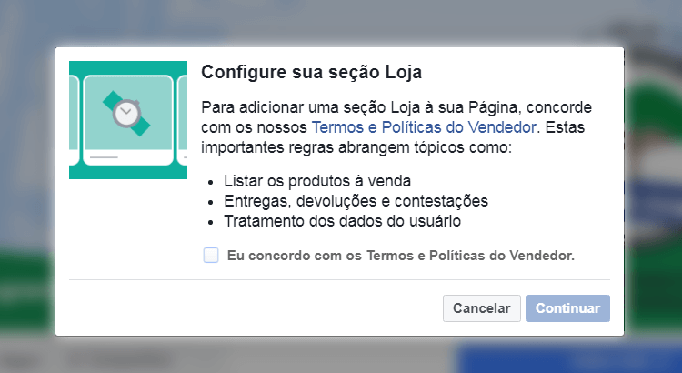 configurando a seção loja no Facebook