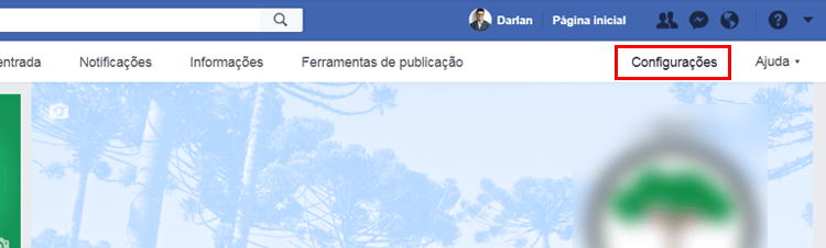 configurações - adicionar loja no Facebook