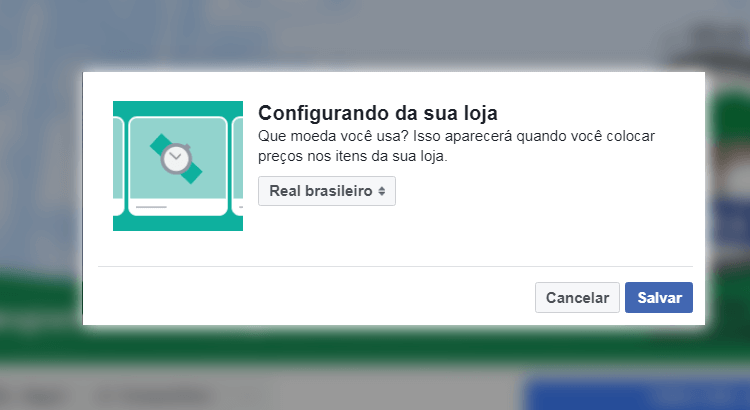 selecione a moeda - loja facebook