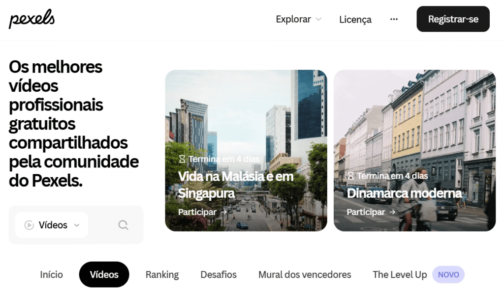 Pexels banco de videos grátis