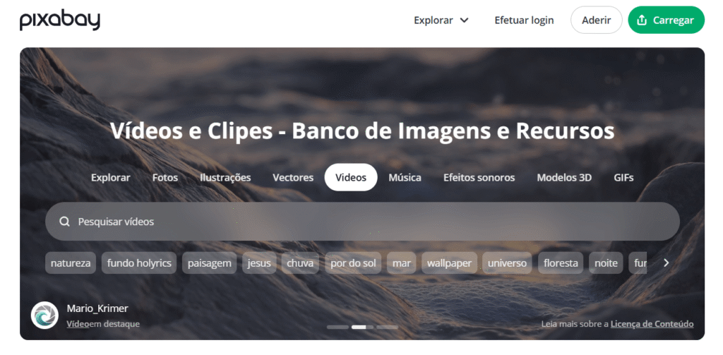 banco de videos grátis pixabay