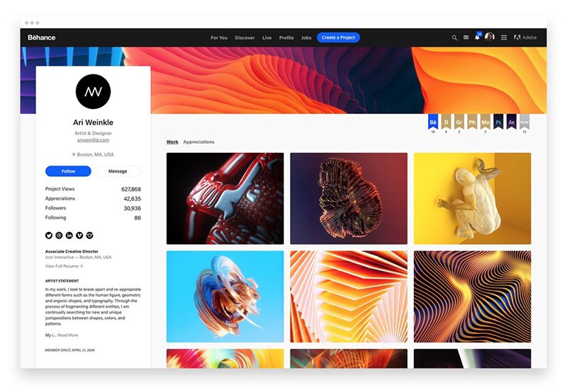 criar portfolio online no behance