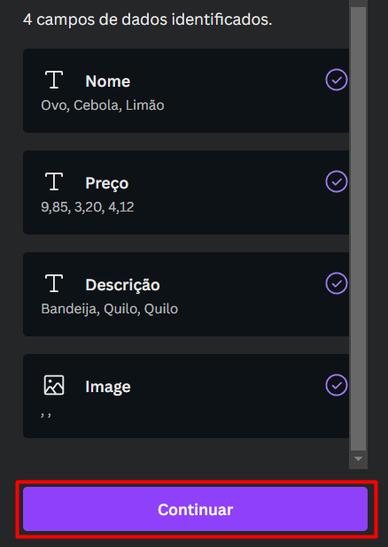 conecte os campos aos elementos