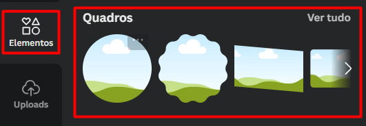 inserir quadros no canva