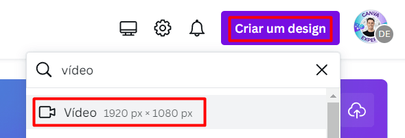 criar um arquivo de video no canva