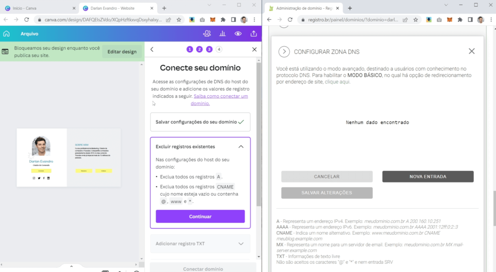 dividir tela canva e registrobr