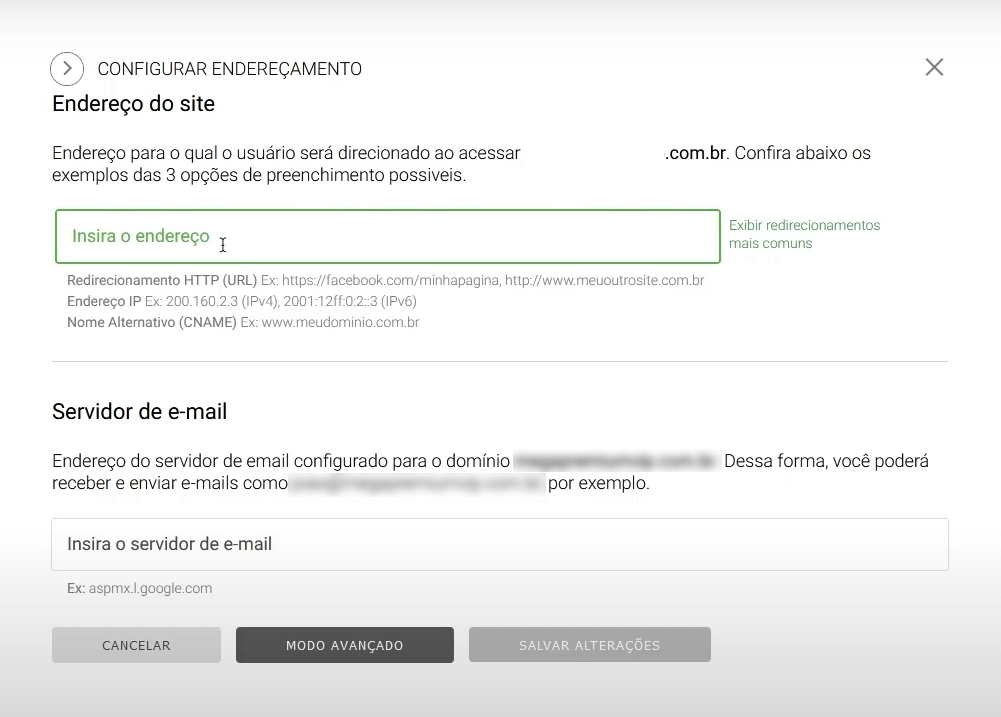 modo avancado de configuracoes