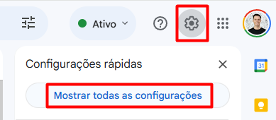 configurações do Gmail