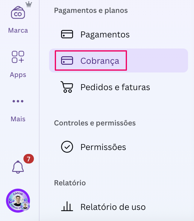 cobrança do Canva