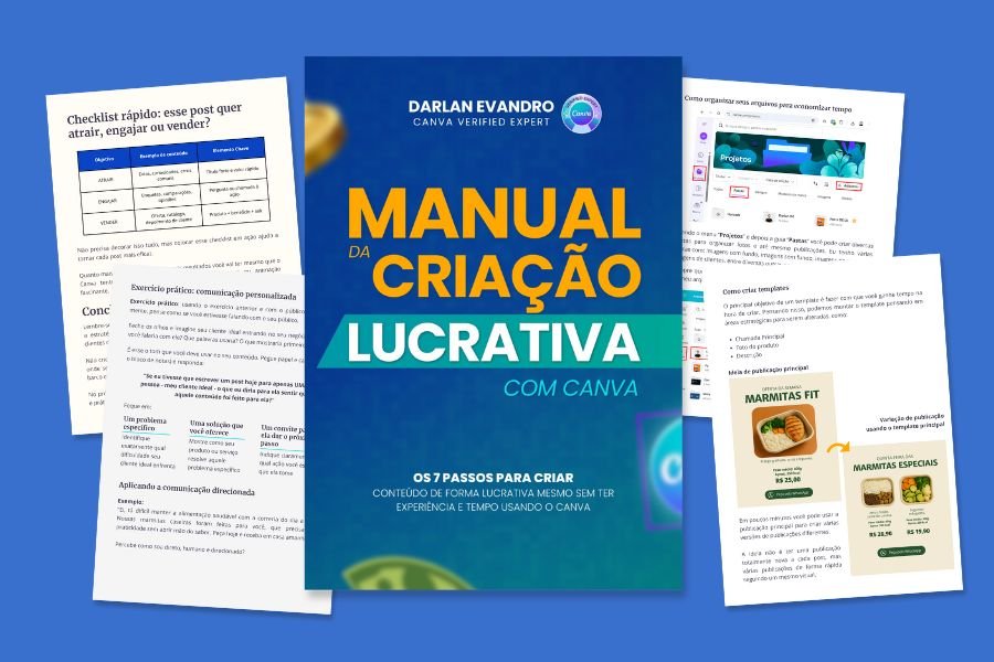 eBook manual da cria&ccedil;&atilde;o lucrativa com Canva - Darlan Evandro
