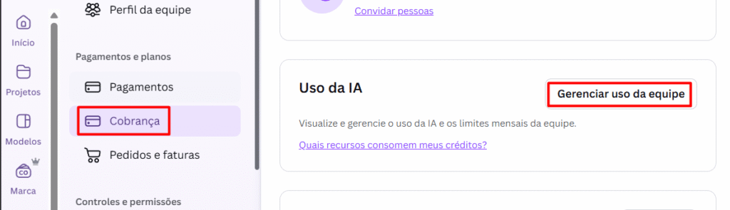 limite de uso da IA do Canva